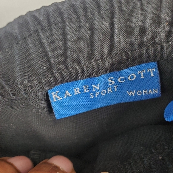 Karen Scott Sport Womens Black Drawstring Woven Capris 2X Pants - Picture 2 of 9